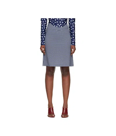 Jean Paul Gaultier Plaid Midi Skirt In Blue