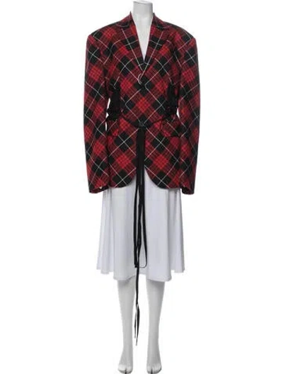 Pre-owned Jean Paul Gaultier Plaid Print Blazer In Red