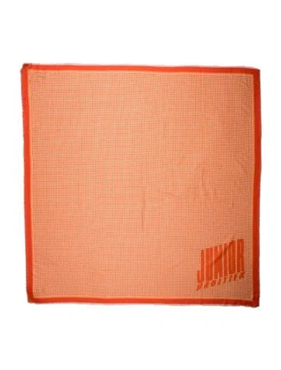 Pre-owned Jean Paul Gaultier Plaid Print Scarf W/ Tags In Orange