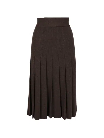 Pre-owned Jean Paul Gaultier Pleated Knitted Midi Skirt In Brown
