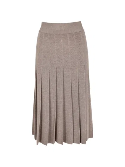 Pre-owned Jean Paul Gaultier Pleated Knitted Midi Skirt In Neutral