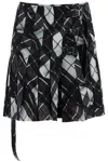 Jean Paul Gaultier Distorted Tartan-print Pleated Mesh Mini Skirt In Black