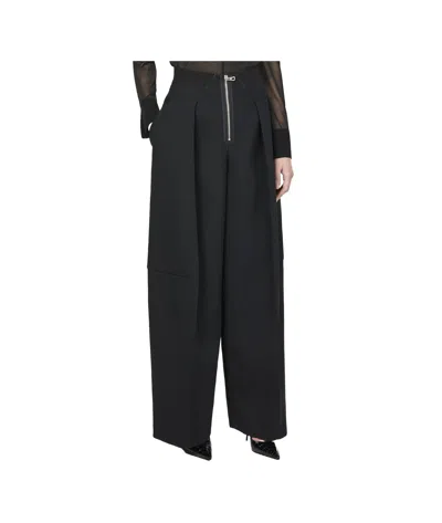 Jean Paul Gaultier Pleated Wide-leg Track Pants In Black