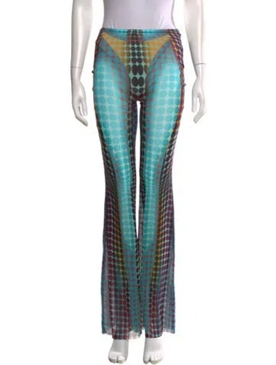 Pre-owned Jean Paul Gaultier Polka Dot Print Flared Pants In Blue