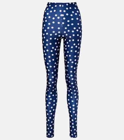 Jean Paul Gaultier Polka-dot Jersey Leggings In Blue