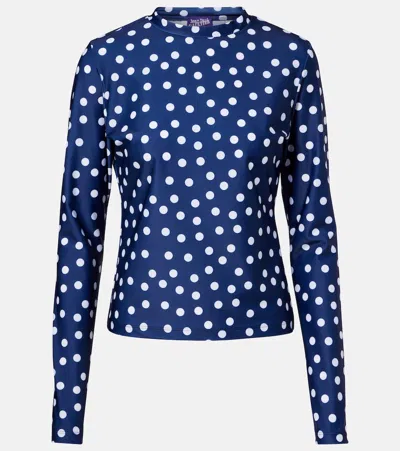 Jean Paul Gaultier Polka Dot Long Sleeves Top In Blue