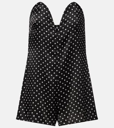 Jean Paul Gaultier Polka-dot Silk Romper In Black