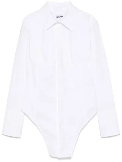 Jean Paul Gaultier Poplin Bodysuit In 01-white