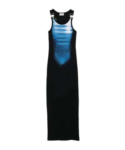 Jean Paul Gaultier Ribbed Long Dress ''le Mâle'' In Black
