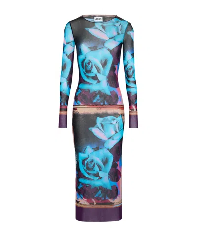 Jean Paul Gaultier Roses Dress Woman Multicolor In Nylon In 275020 Purple/blue/p