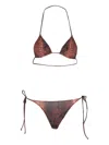 Jean Paul Gaultier Python Print Triangle Halterneck Bikini Set In Brown