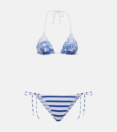 Jean Paul Gaultier Bedruckter Bikini In 0159 White/navy
