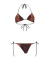 Jean Paul Gaultier Brown Polyester Elastane Bikini Set In Multi