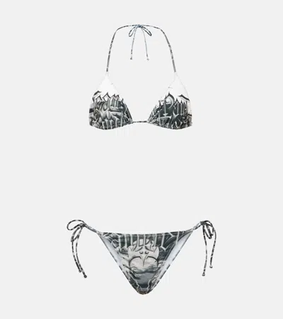 Jean Paul Gaultier Printed Bikini In White/black