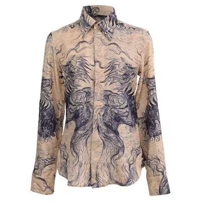 Jean Paul Gaultier Printed Button Down Shirt In Multicolor Silk In Brown