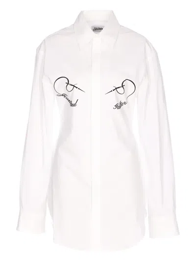 Jean Paul Gaultier Printed Button Shirt In White