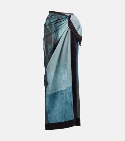 Jean Paul Gaultier Printed Cotton Beach Cover-up In Blue