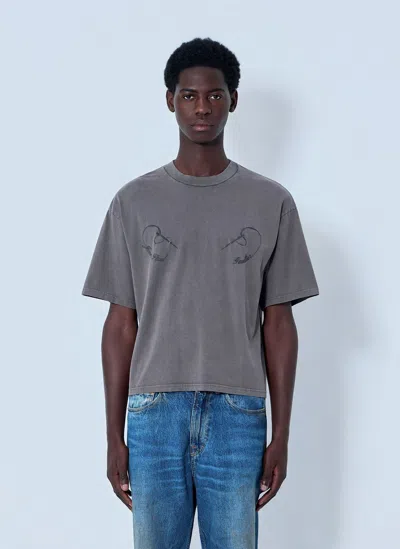 Jean Paul Gaultier Logo-embroidered Cotton T-shirt In Gray