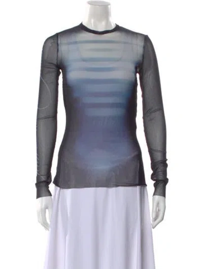 Pre-owned Jean Paul Gaultier Printed Crew Neck Top In Blue