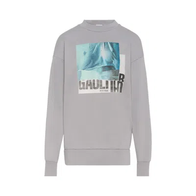 Pre-owned Jean Paul Gaultier Printed Crewneck 'heather Grey/indigo/vintage Blue' | Women's Size Xs