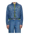 Jean Paul Gaultier Blue Spiral Denim Jacket In Blue