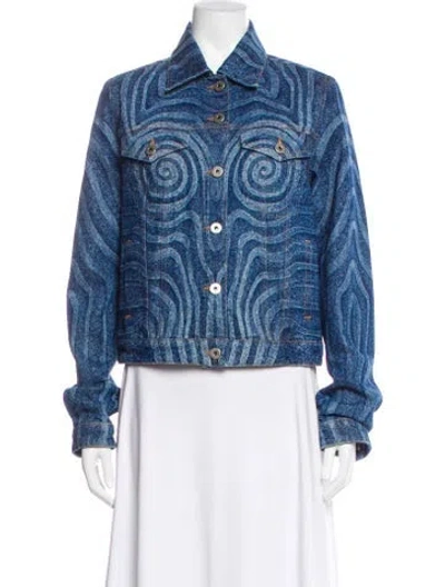 Pre-owned Jean Paul Gaultier Printed Denim Jacket In Blue
