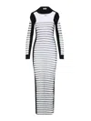 Jean Paul Gaultier Mix Mesh And Knit Long Sleeves Dress Printed Mariniere In White