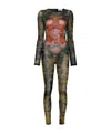 Jean Paul Gaultier Medallion Print Crew Neck Bodysuit In Black