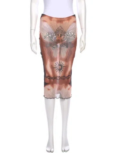Pre-owned Jean Paul Gaultier Printed Knee-length Skirt W/ Tags In Pink