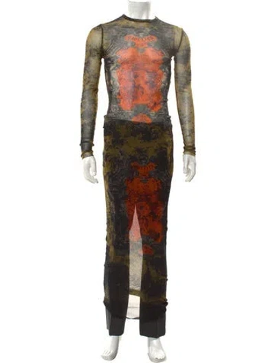 Pre-owned Jean Paul Gaultier Printed Long Dress In Multi