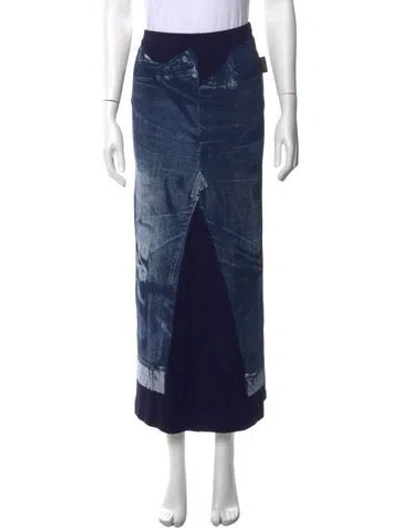 Pre-owned Jean Paul Gaultier Printed Long Skirt In Blue