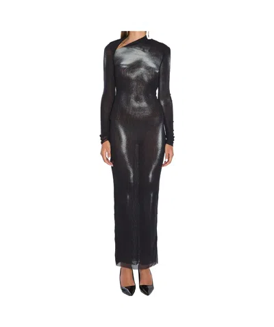 JEAN PAUL GAULTIER BODY DUST PRINT ASYMMETRIC-NECK MAXI DRESS