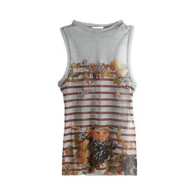 Pre-owned Jean Paul Gaultier Printed Marinière Grape Mesh Tank Top 'light Blue/multicolor' | Women's Size S