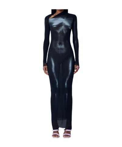 Jean Paul Gaultier Printed Maxi Dress In Blue