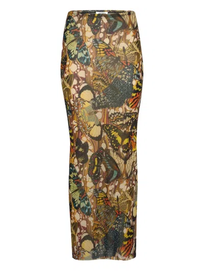 Jean Paul Gaultier Printed Maxi Skirt In Neutral