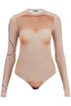 Jean Paul Gaultier Printed Mesh Body Suit For In Brown