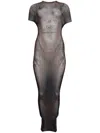 Jean Paul Gaultier Printed Mesh Dress In Black