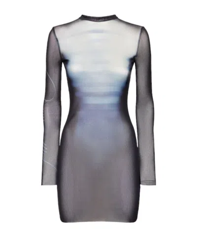 Jean Paul Gaultier Printed Mesh Mini Dress In Multi
