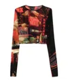 Jean Paul Gaultier Pigalle Mesh Long Sleeve Crop Top In Black