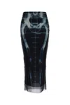 Jean Paul Gaultier Gonna Lunga Con Stampa Squeletor In Blacknavylightblue