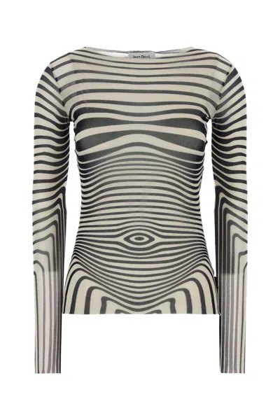 Jean Paul Gaultier Printed Mesh Top In Neutral