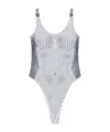 Jean Paul Gaultier Pinstripe Body Morphing Swimsuit In White