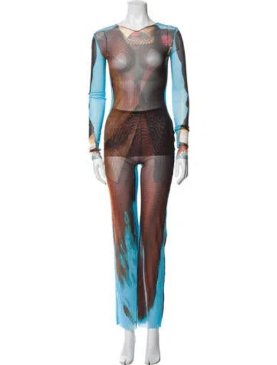 Pre-owned Jean Paul Gaultier Printed Pant Set W/ Tags In Brown