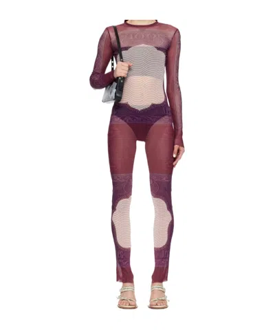 Jean Paul Gaultier Printed Pattern Dress In Burgundy