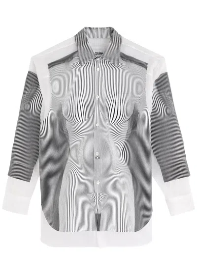 Jean Paul Gaultier Printed Silk-chiffon And Poplin Shirt In Black And White