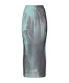 Jean Paul Gaultier Mesh Printed Water Long Skirt In Blue