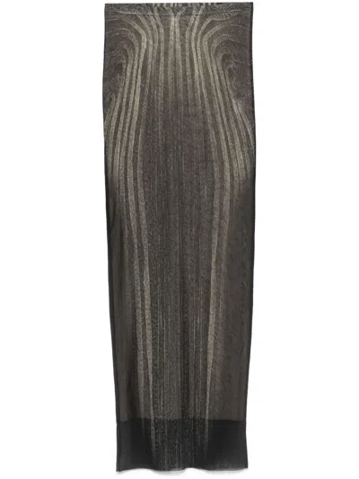 JEAN PAUL GAULTIER PRINTED SPIRAL LONG SKIRT WOMAN BLACK