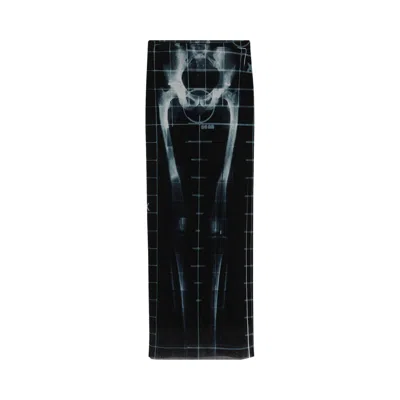 Pre-owned Jean Paul Gaultier Printed Squeletor Mesh Long Skirt 'black/navy/light Blue' | Women's Size S