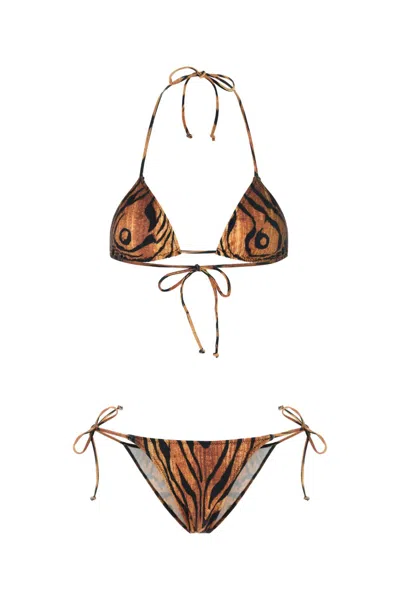 Jean Paul Gaultier Adjustable Halter Neck Bikini Set In Brown
