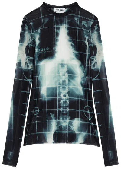 JEAN PAUL GAULTIER JEAN PAUL GAULTIER PRINTED STRETCH-TULLE TOP